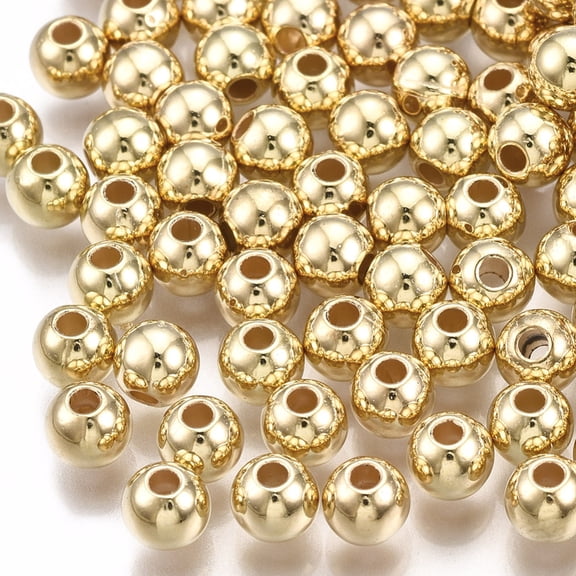 200pc CCB Plastic Beads Round Light Gold 5x4.5mm Hole: 1.5mm