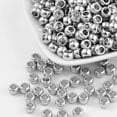 thumbnail image 1 of 200pc CCB Plastic Spacer Beads Large Hole Scarf Beads Flat Round Platinum Color 5mm long 7mm wide hole: 4mm DIY, 1 of 2