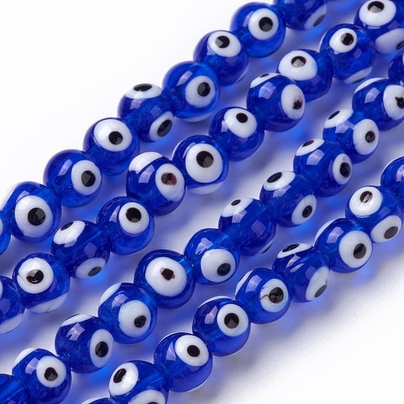 200pc Handmade Eye Blue Lampwork Beads Evil 8mm Hole: 2mm