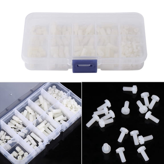 200pc M2.5 Nylon Standoffs Bolts Set, Durable Hex Spacers For Electronics, Convenient Storage Box