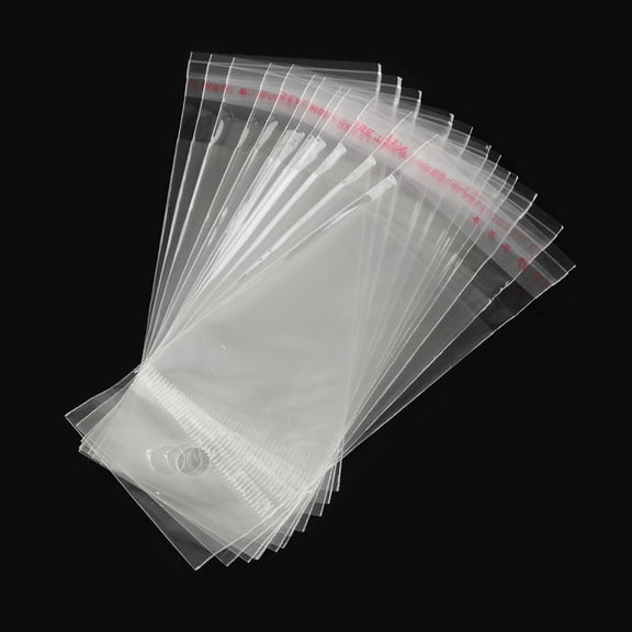 200pc OPP Cellophane Bags Rectangle Clear 10x4.5cm Hole: 8mm Unilateral thickness: 0.035mm Inner measure: 6x4.5cm