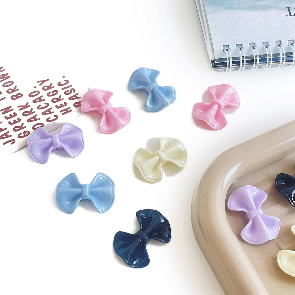 200pc Opaque Acrylic Beads Bowknot Mixed Color 23x30.8x8.7mm Hole: 2.5mm