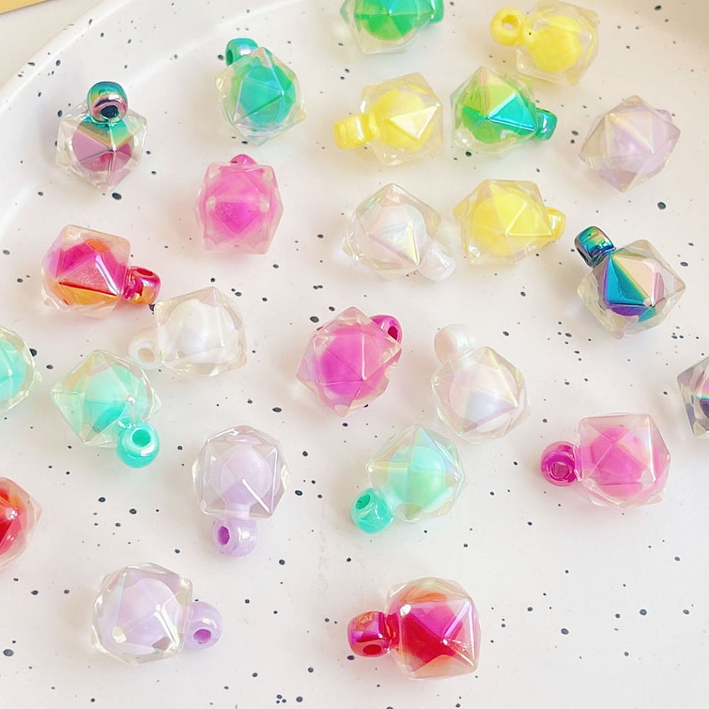200pc Opaque Acrylic Beads Tow Tone. Cube Mixed Color 21.3x15.7x15.8mm Hole: 2.3mm