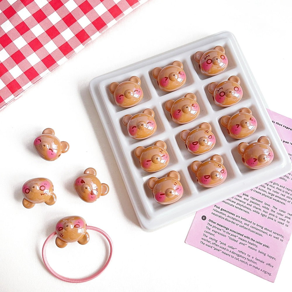 200pc Opaque Printed Acrylic Beads Bear Bear 17.4x19.7x15.1mm Hole: 3.5mm