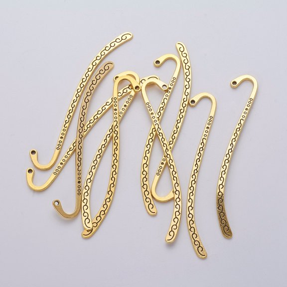 200pc Tibetan Style Bookmarks Zinc Alloy Antique Golden Cadmium Free & Lead Free & Nickel Free 84x14x1.5mm Hole: 1.6mm
