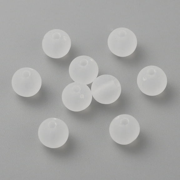 200pc Transparent Acrylic Ball Beads Frosted Style Round Clear 6mm Hole: 1mm