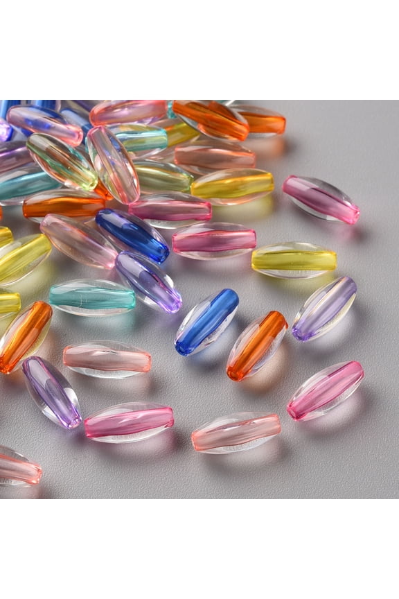 200pc Transparent Acrylic Beads Oval Mixed Color 11x5mm Hole: 1.6mm