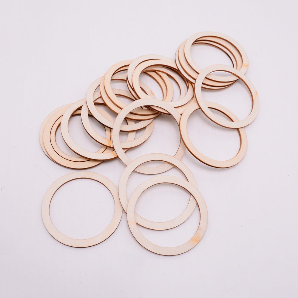 40pcs Unfinished Round Wooden Rings - 60mm Large Blank Pendants For Jewelry DIY & Craft Painting