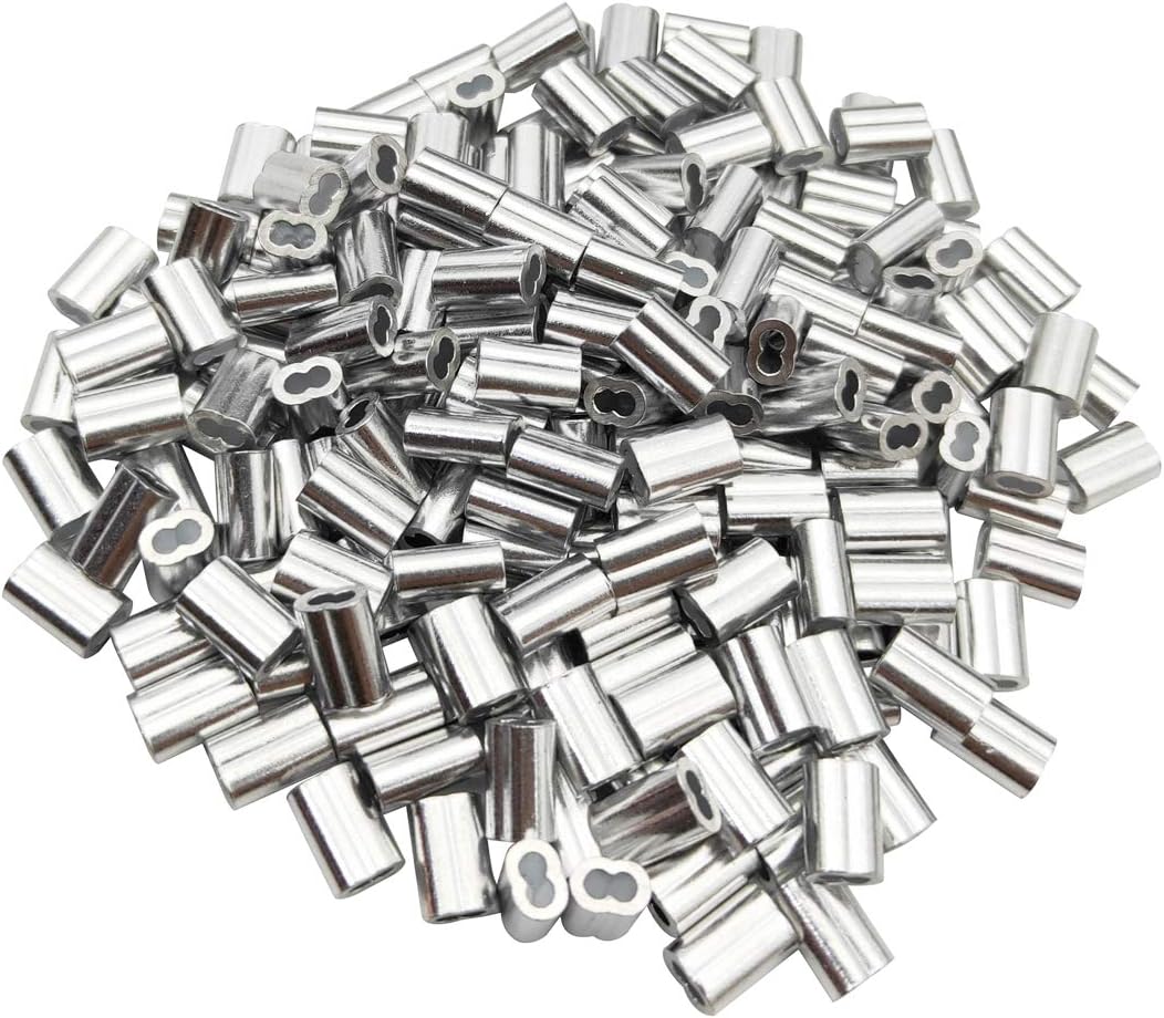 200pcs 1/16" Aluminum Crimping Loop Sleeve, Cable Ferrule Wire Rope