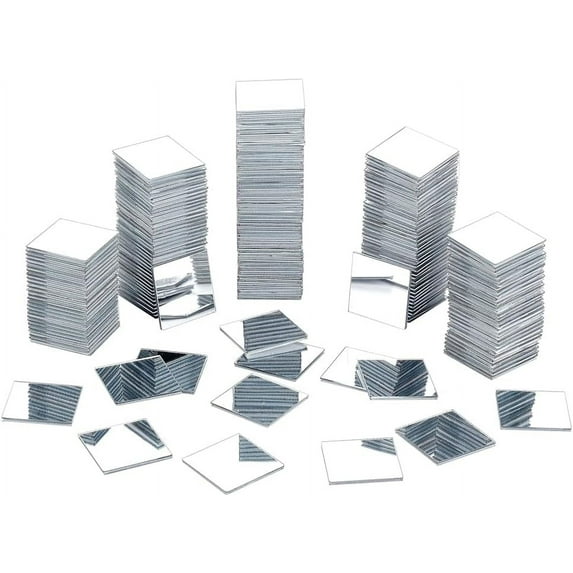 200pcs 1 Inch Square Mosaic Tiles Decorative Adhesive Acrylic Mirror Craft Mini Mirror Tiles Small Decorative Glass Mirrors for Arts Crafts Photo Framing Traveling Room Decoration