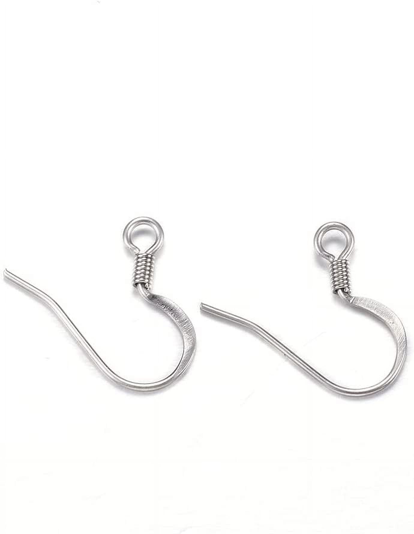Pandahall 100pcs 304 Stainless Steel Earring Hooks Findings 18x15x0.8mm  Fish Hooks Ear Wires with Loop for Earring Jewelry Making