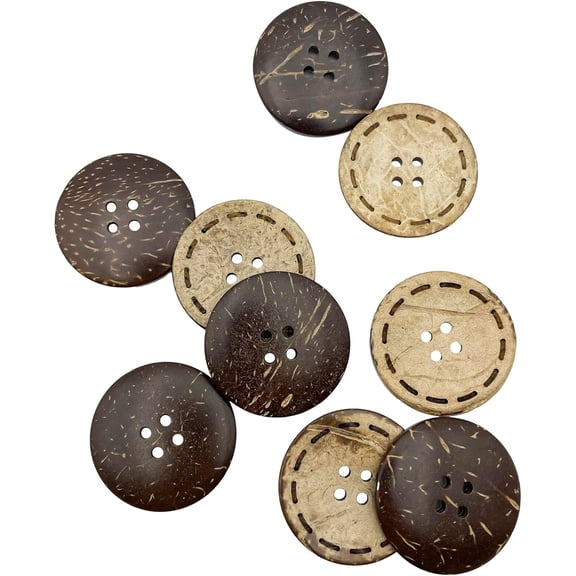 200pcs 18mm New Thick Coconut Shell 4 Holes Button Coconut Shell Buttons for Crafts Sewing Decorations Q2190