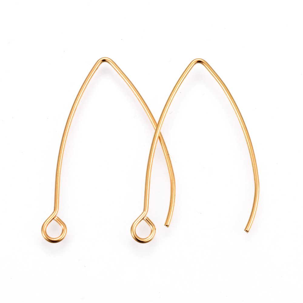200pcs 200pcs 304 Stainless Steel Earring Hooks Ear Wire with Horizontal Loop Golden 29~30x20x0.9mm Hole: 2mm 19 Gauge Pin: 0.9mm