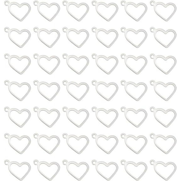 200pcs 200pcs Heart Stainless Steel Charms Open Heart Floating Pendants Hollow Charms for DIY Jewelry Bracelets Necklace Making 10x14x0.8mm Hole 1mm