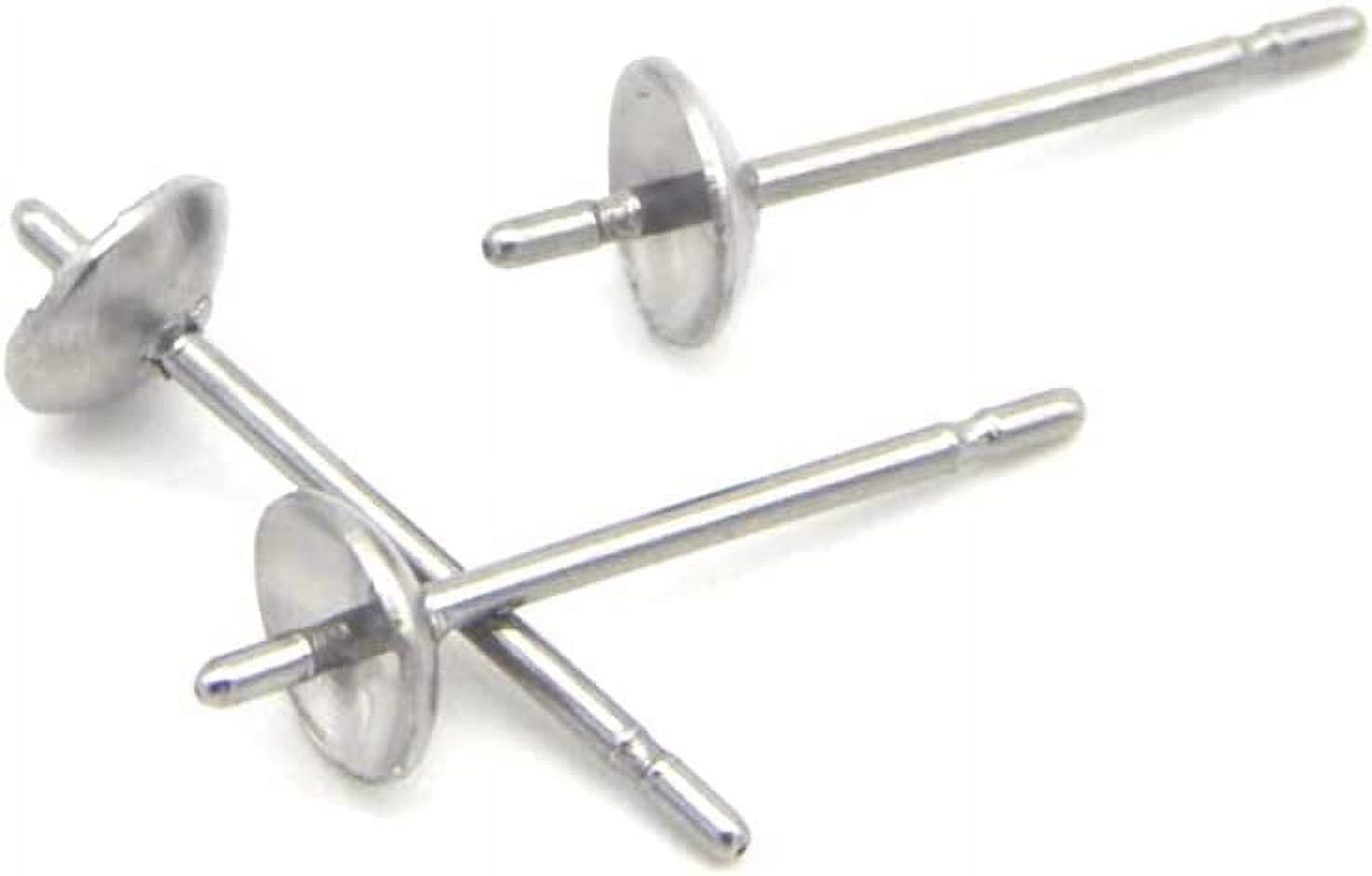Adabele 200pcs Hypoallergenic Stud Earring Posts Findings Silver Plated  Brass 8mm Flat Board Glue On Setting with Earnut Backs for Earrings Makings