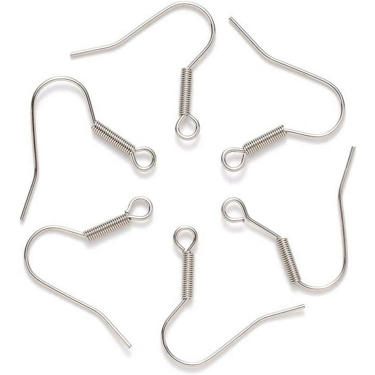 200pcs 304 Stainless Steel French Earring Hooks Fish Ear Wire Loops with  Long Spring Coil Fish Ear Hooks Findings for DIY Dangle Earring Jewelry  Making 20x21mm 