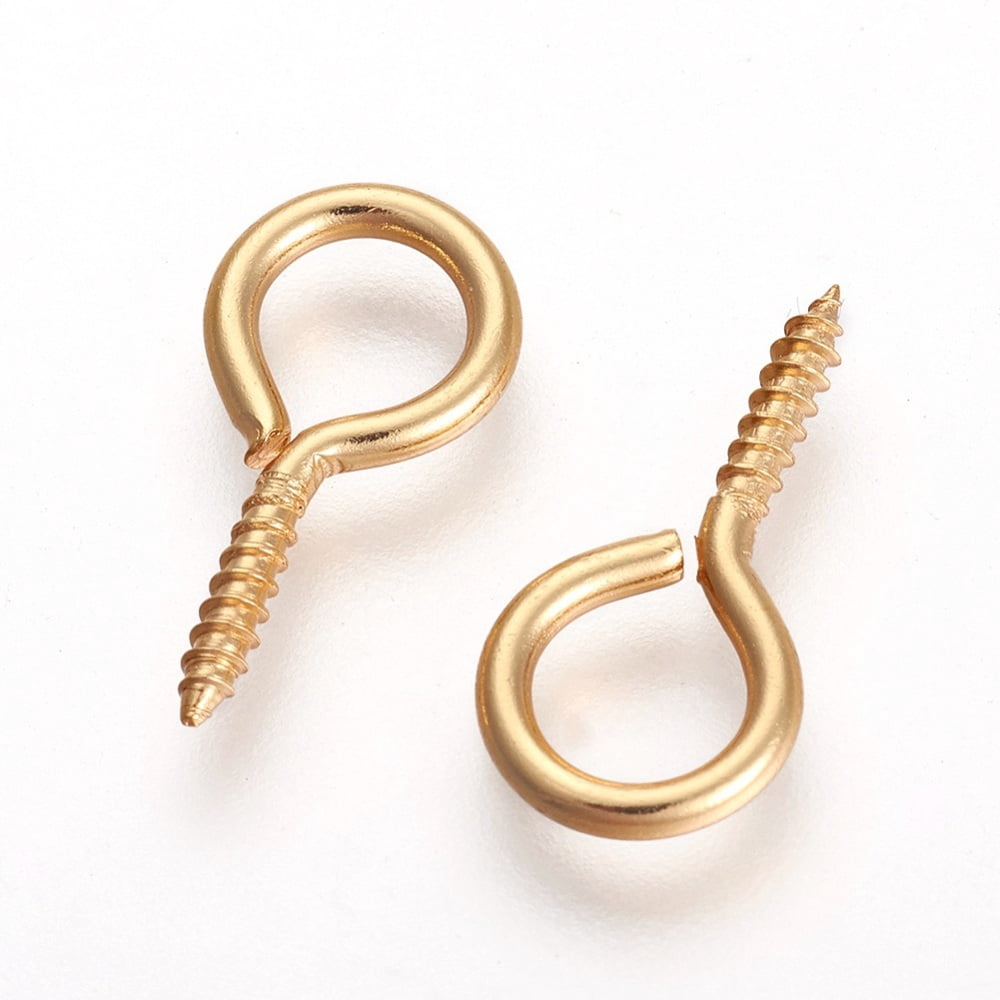 200pcs 304 Stainless Steel Screw Eye Pin Peg Bails For Half Drilled Beads Golden 17x8.5x1.5mm Hole: 5.5mm