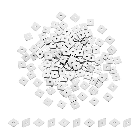 200pcs 304 Stainless Steel Spacer Beads Square Stainless Steel color 5x5x0.8mm Hole: 1.2mm