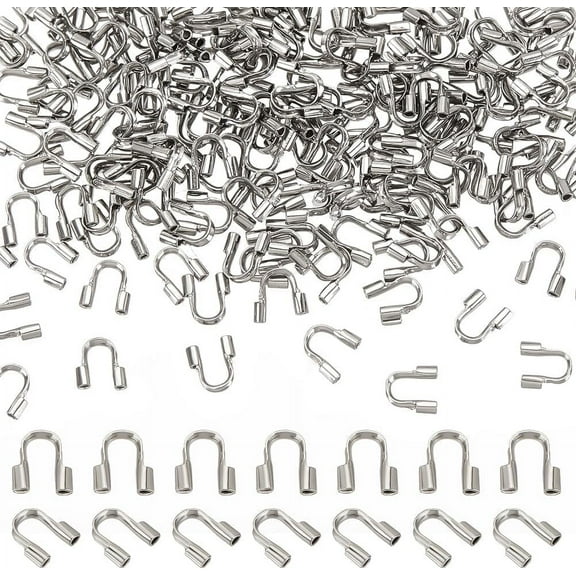 200pcs 304 Stainless Steel Wire Guardian Protectors U Shape Wire Guard Loops Thread Protector 0.7mm Hole Wire Protector for Necklaces Bracelets Beading Jewelry Making Craft