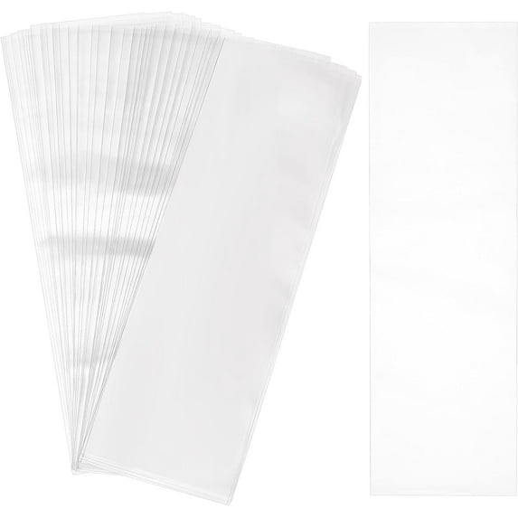 200pcs 3x9 Inch Clear Top Open Long Flat Plastic Cellophane Candy Gift Treat Bags for Cookies Goodies Small Homemade Arts Party Favor Bags Christmas