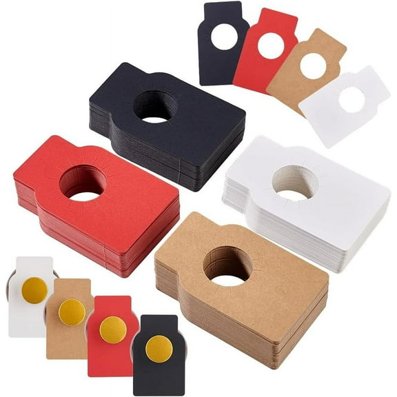 200pcs 4 Colors Wine Bottle Tags 3.5x2.2 inch Paper Hanging Labels for Wedding Tasting Notes Bottle Neck ID Tags Double Sided Tags for Cellar Home Collection Red/Black/White/Brown 1 Set