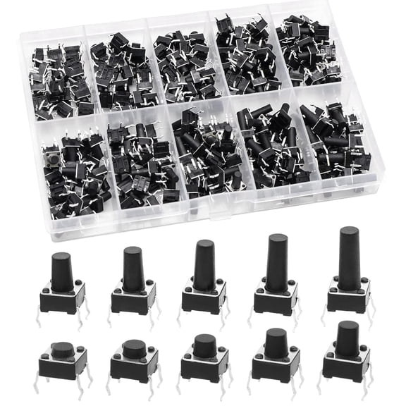 200pcs 4 Pin 66 Miniature Snap Action Switch Button Combo Set