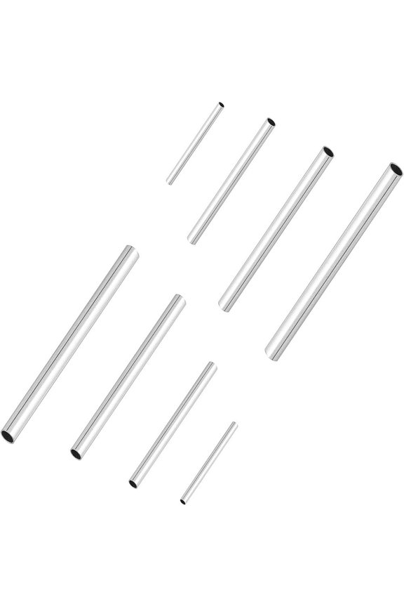 200pcs 4 Sizes 10/15/20/25mm Tube Spacer Beads Stainless Steel Loose Beads Tube Small Hole Spacer Beads Smooth Surface Beads Finding for DIY Bracelets Necklace Jewelry Making