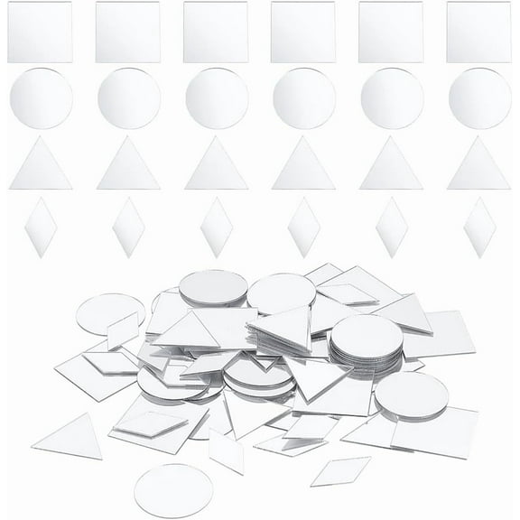 200pcs 4 styles Acrylic Mirror Wall Stickers for Home Living Room Bedroom Decoration Mixed Shapes 21.5~24.5x12~24.5x0.8mm 50pcs/styles