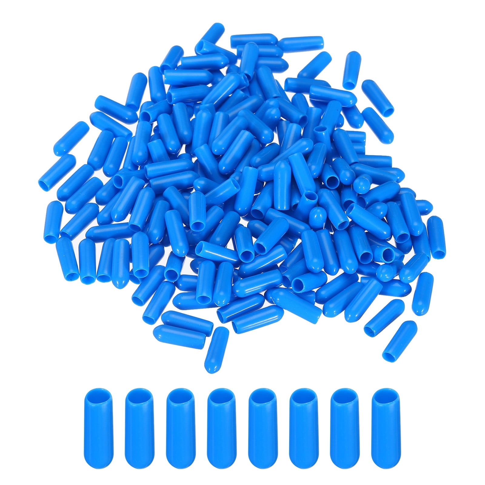 200pcs 4mm Rubber End Caps - Orange PVC Screw Thread Protectors