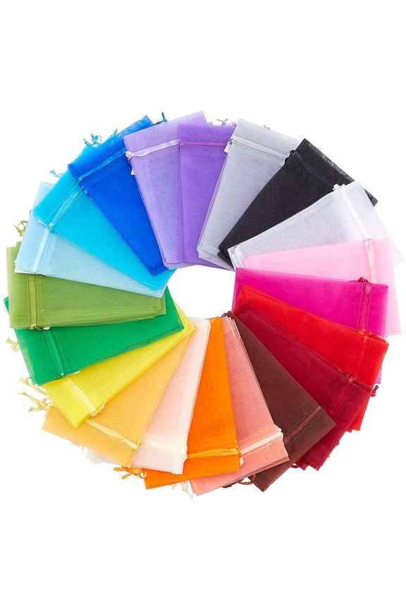 200pcs 4x6 Inch Organza Bags 20 Color Sheer Gift Bags with Drawstring Organza Jewelry Bags Chiffon Bags Candy Bags Pouches for Wedding Easter Party Festival Favor Gift Bags