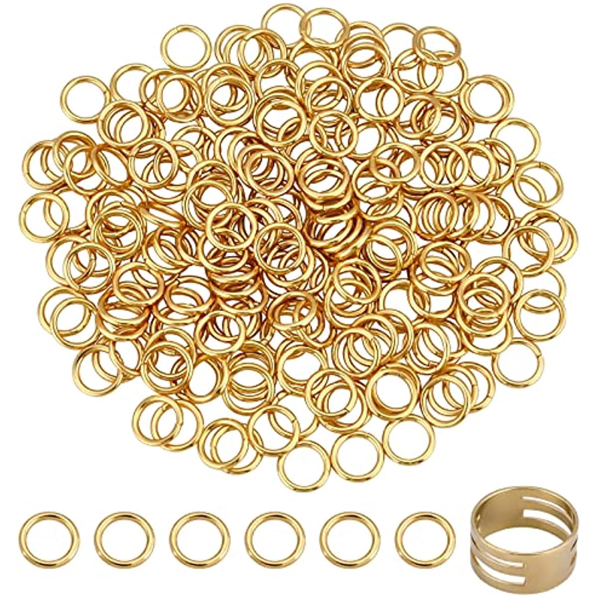 200pcs 5mm 304 Stainless Steel Open Jump Rings Golden Chainmaille Rings ...