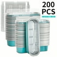 thumbnail image 1 of 200pcs 6.8oz Mini Aluminum Foil Loaf Pans With Lids,Disposable Ramekins,Rectangular Baking Containers Kitchen Stuff Muffin Liners,Desserts Flans,Custard Cake Pudding Jello Cups For Baking Cakes, 1 of 10