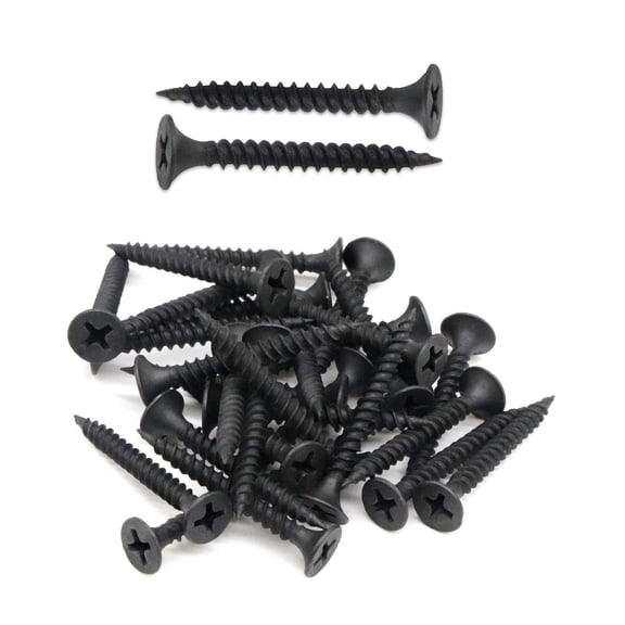 200pcs #6 x 1-3/8" Flat Head Phillips Drywall Screws Fine Thread Sharp Point Wood Screw, Carbon Steel 1022A, Black Phosphate