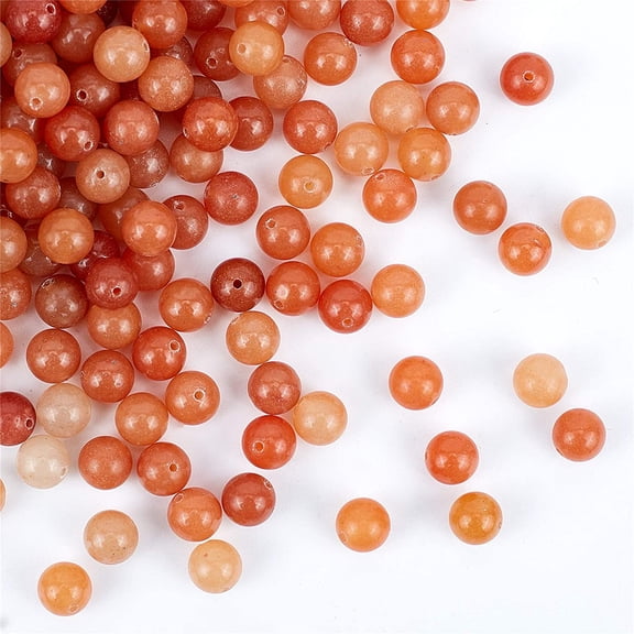 200pcs 8.5mm Natural Red Aventurine Beads Nature Jade Beads Round Loose Gemstone Beads Energy Stone for Bracelet Necklace Jewelry Making Colorful