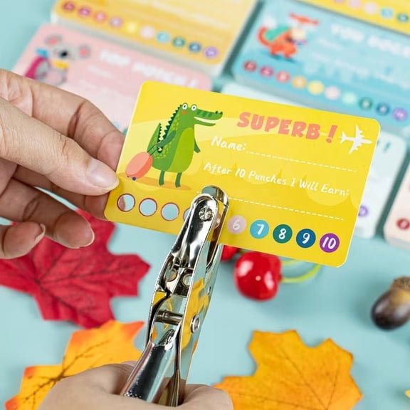 200pcs Animal Reward Cards with Punch Hole Tool - Motivational Cards for Teachers and Parents - 10 Cute Designs for Student Recognition