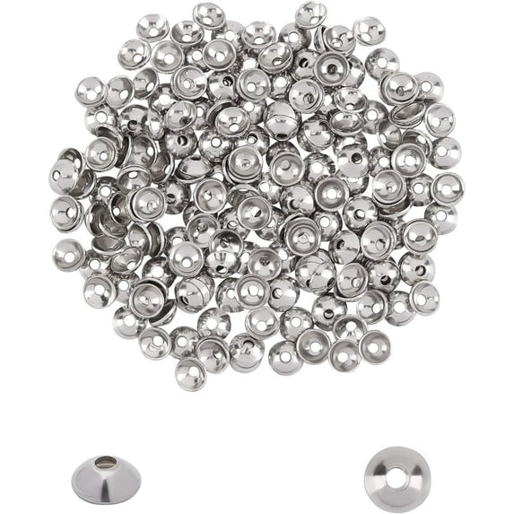 200pcs Apetalous Bead Caps Surgical Steel Spacer End Caps Flower Bead Cap Spacers for Bracelet Necklace Jewelry Making 3mm Diameter Stainless Steel Color
