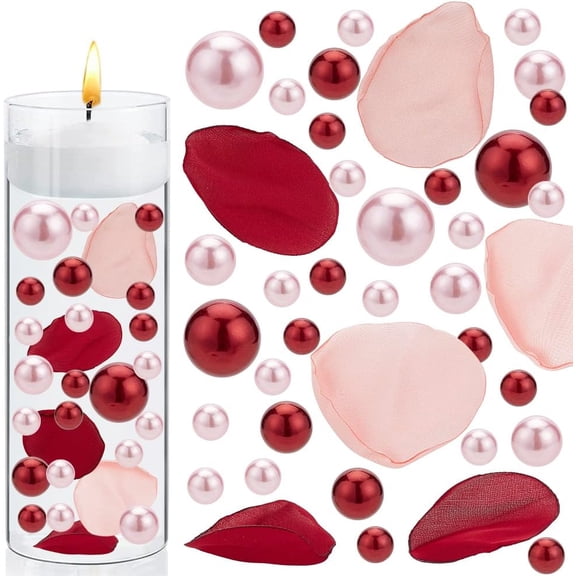 200pcs Artificial Silk Rose Petals Vase Filler Floating Romance Theme Vase Fillers Pearl for Makeup Brushes Holder Wedding Party Decor Mixed Color