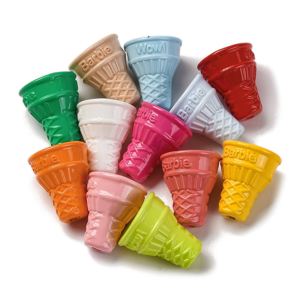 200pcs Baking Painted Opaque Acrylic Beads Ice Cream Cone Mixed color 20.5x17.5mm Hole: 2.8mm