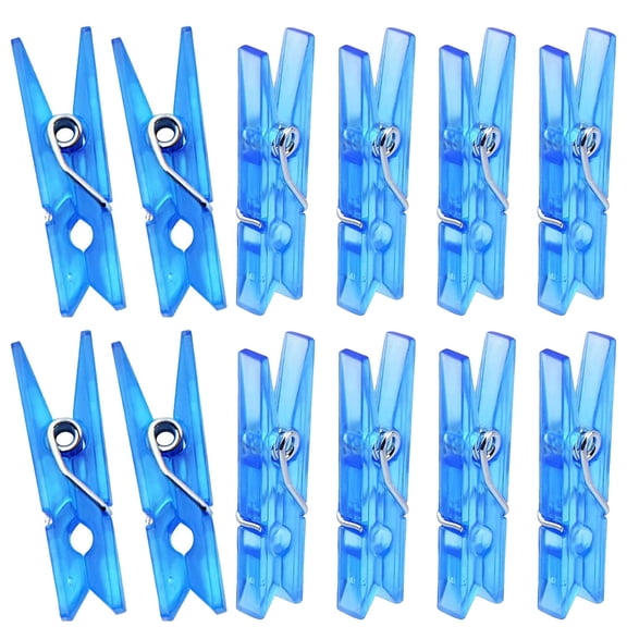 200pcs Blue,Transparent Plastic Clothespins Mini Multi-Functional Clips Peg Pins Decorative Craft Clips for Photo Paper Pictures Wedding Party Gifts Wrapping