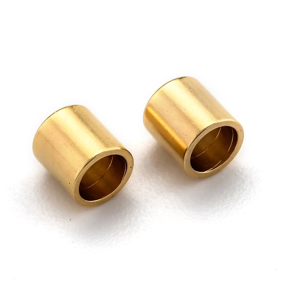 200pcs Brass Cord Ends End Caps Long-Lasting golden 5x4mm Inner Diameter: 3mm
