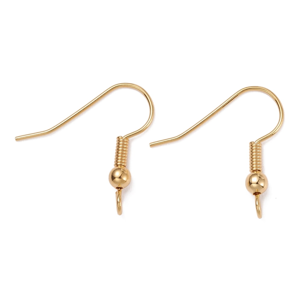 200pcs Brass Earring Hooks with Vertical Loop Long-Lasting Plated Real 18K golden Plated 19x20x3mm Hole: 3mm 24 Gauge Pin: 0.5mm