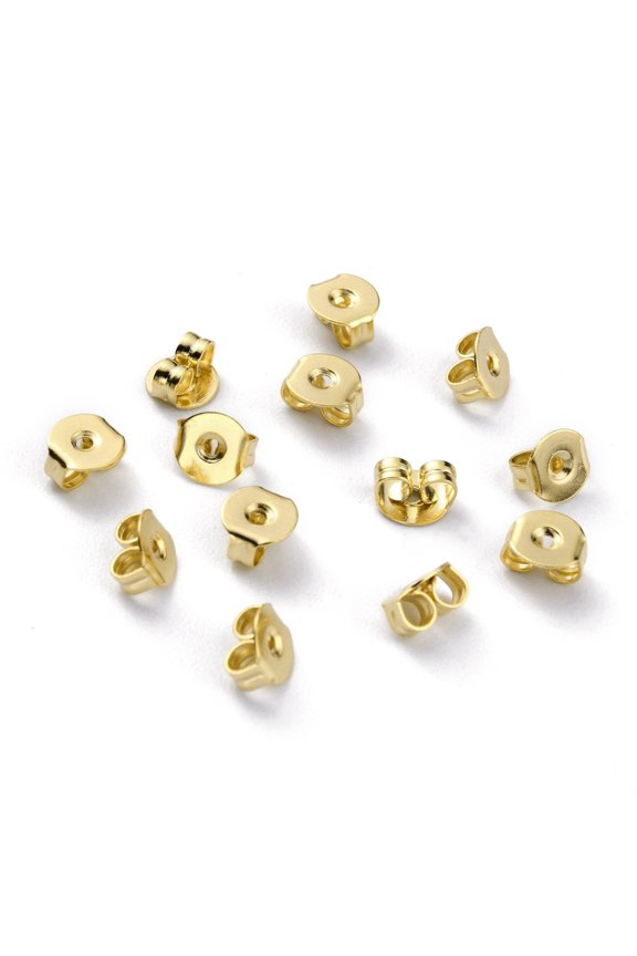 200pcs Brass Friction Ear Nuts Ear Locking Earring Backs for Post Stud Earrings golden 5x5x3mm Hole:1mm