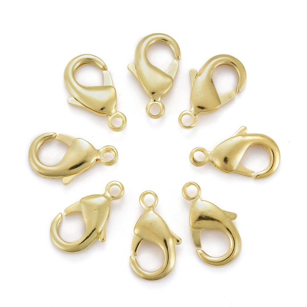 200pcs Brass Lobster Claw Clasps Parrot Trigger Clasps Cadmium Free & Nickel Free & Lead Free Golden 15x8x3mm Hole: 2mm DIY