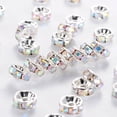 thumbnail image 1 of 200pcs Brass Rhinestone Spacer Beads Grade A Straight Flange Silver Color Plated Rondelle Crystal AB, 1 of 1