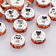 thumbnail image 1 of 200pcs Brass Rhinestone Spacer Beads Grade A Straight Flange Silver Color Plated Rondelle Hyacinth, 1 of 2
