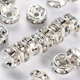 thumbnail image 1 of 200pcs Brass Rhinestone Spacer Beads Grade AAA Straight Flange Nickel Free Silver color Rondelle 4x2mm Hole: 0.8mm, 1 of 1