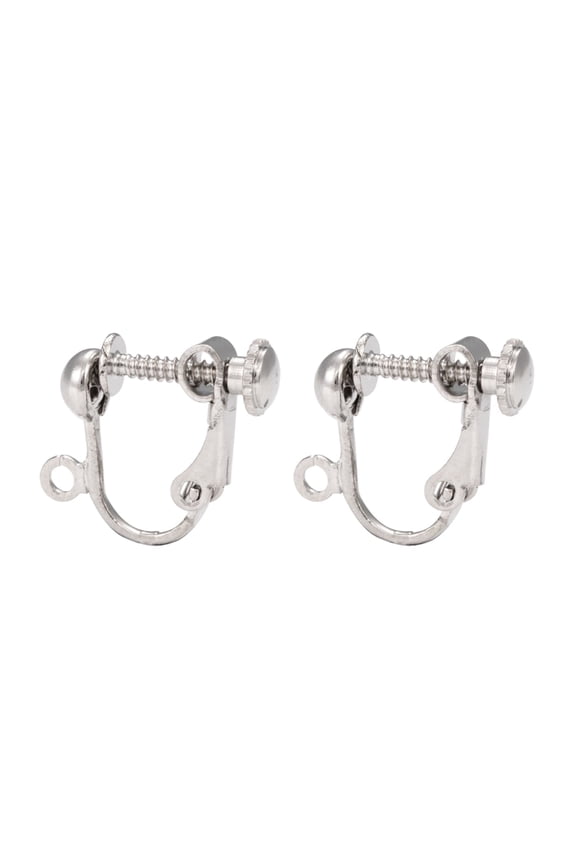 200pcs Brass Screw On Clip-on Earring Dangling Pendants Setting Findings Spiral Ear Clip for Ears 14x17x4mm Hole: 1mm
