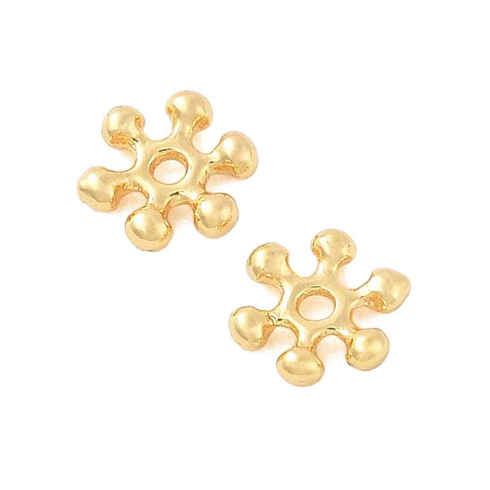 200pcs Brass Spacer Beads Flower golden 7x6x1.5mm Hole: 0.8mm