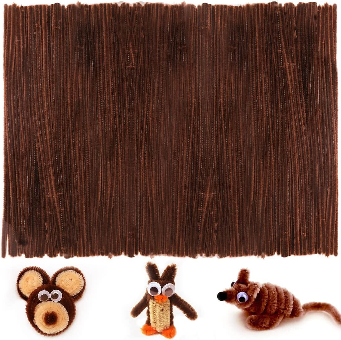 200pcs Brown Pipe Cleaners for Crafts, Chenille Stems, Art and Craft Supplies