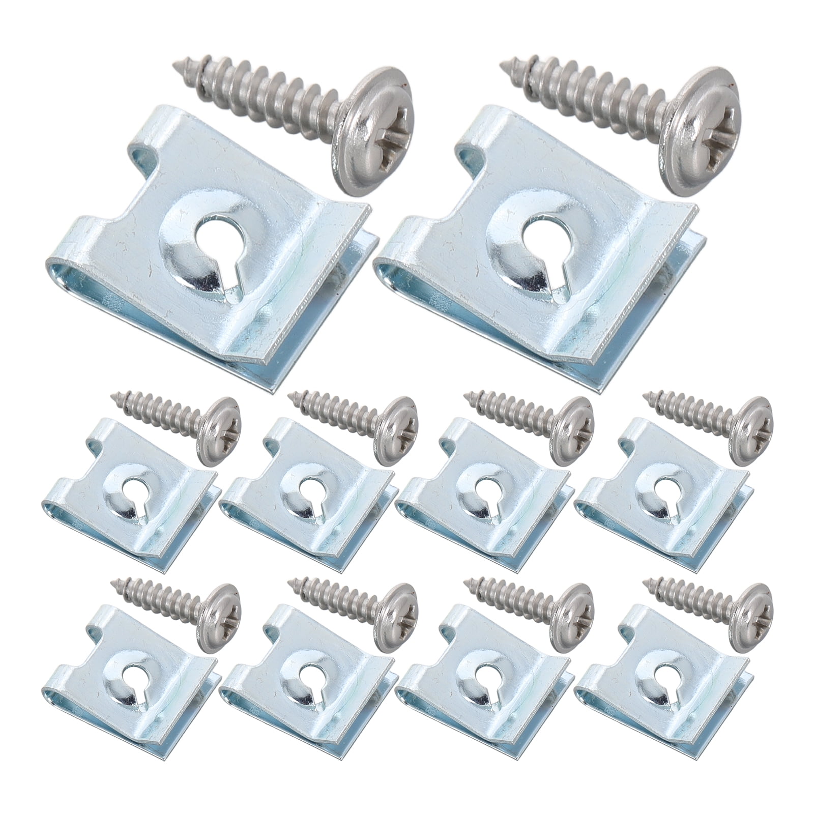 200pcs Car Screws U Nut Clips For Motorcycles And Cars Metal Automotive Fasteners Kit U Clips For License Plate Holders Car Door Panel Clips